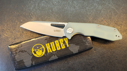 Kubey Vagrant Folding Knife Jade G10 Handle 14C28N
