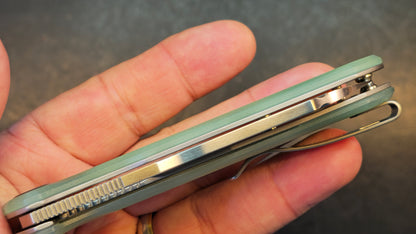 Kubey Atlas Liner Lock Folding Knife Jade G10 Handle 14C28N