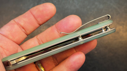 Kubey Atlas Liner Lock Folding Knife Jade G10 Handle 14C28N