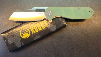 Kubey Atlas Liner Lock Folding Knife Jade G10 Handle 14C28N