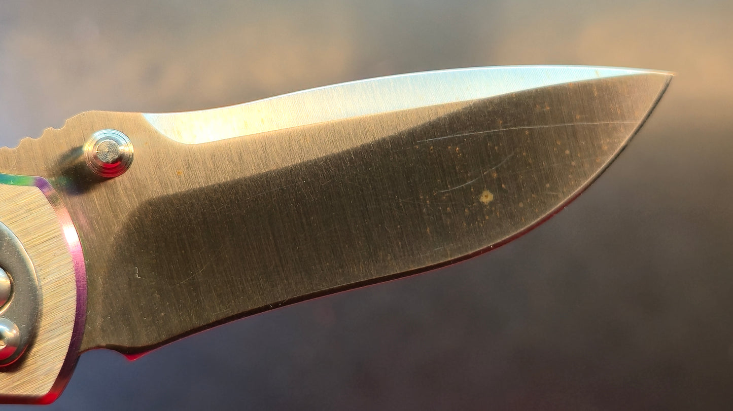 KUBEY KU096 Stainless Steel Thumb Open SS Handle (Rainbow) SS Blade (NO BOX)