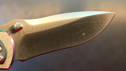 KUBEY KU096 Stainless Steel Thumb Open SS Handle (Rainbow) SS Blade (NO BOX)