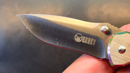 KUBEY KU096 Stainless Steel Thumb Open SS Handle (Rainbow) SS Blade (NO BOX)