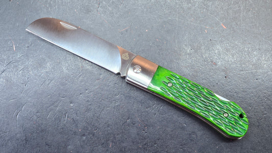 QSP Worker Green Jimped Bone - Blue CF/G10 Handle N690