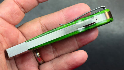 QSP Worker Green Jimped Bone - Blue CF/G10 Handle N690