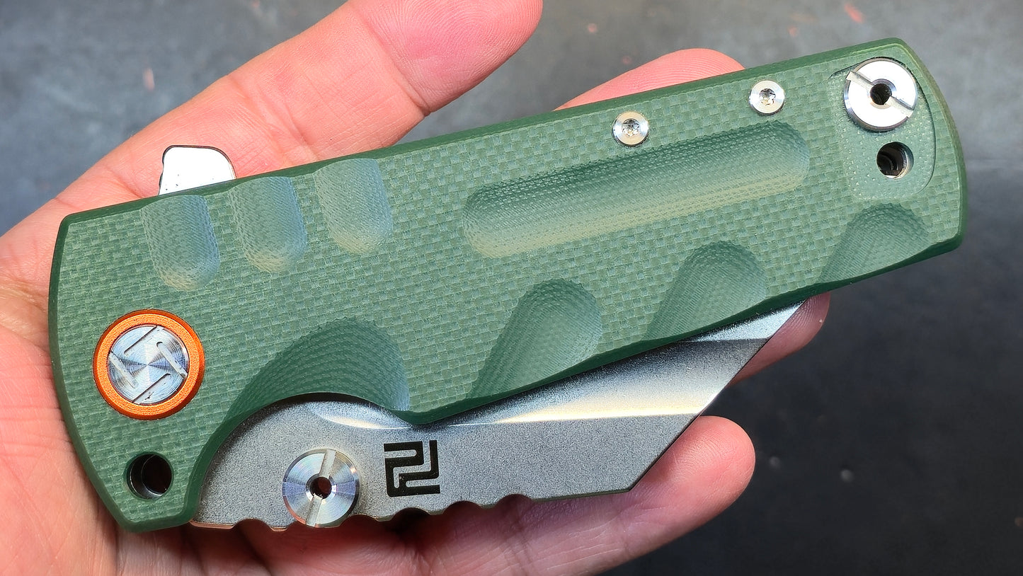 Artisan Cutlery Proponent Liner Lock Knife Green G10 Handle Plain D2
