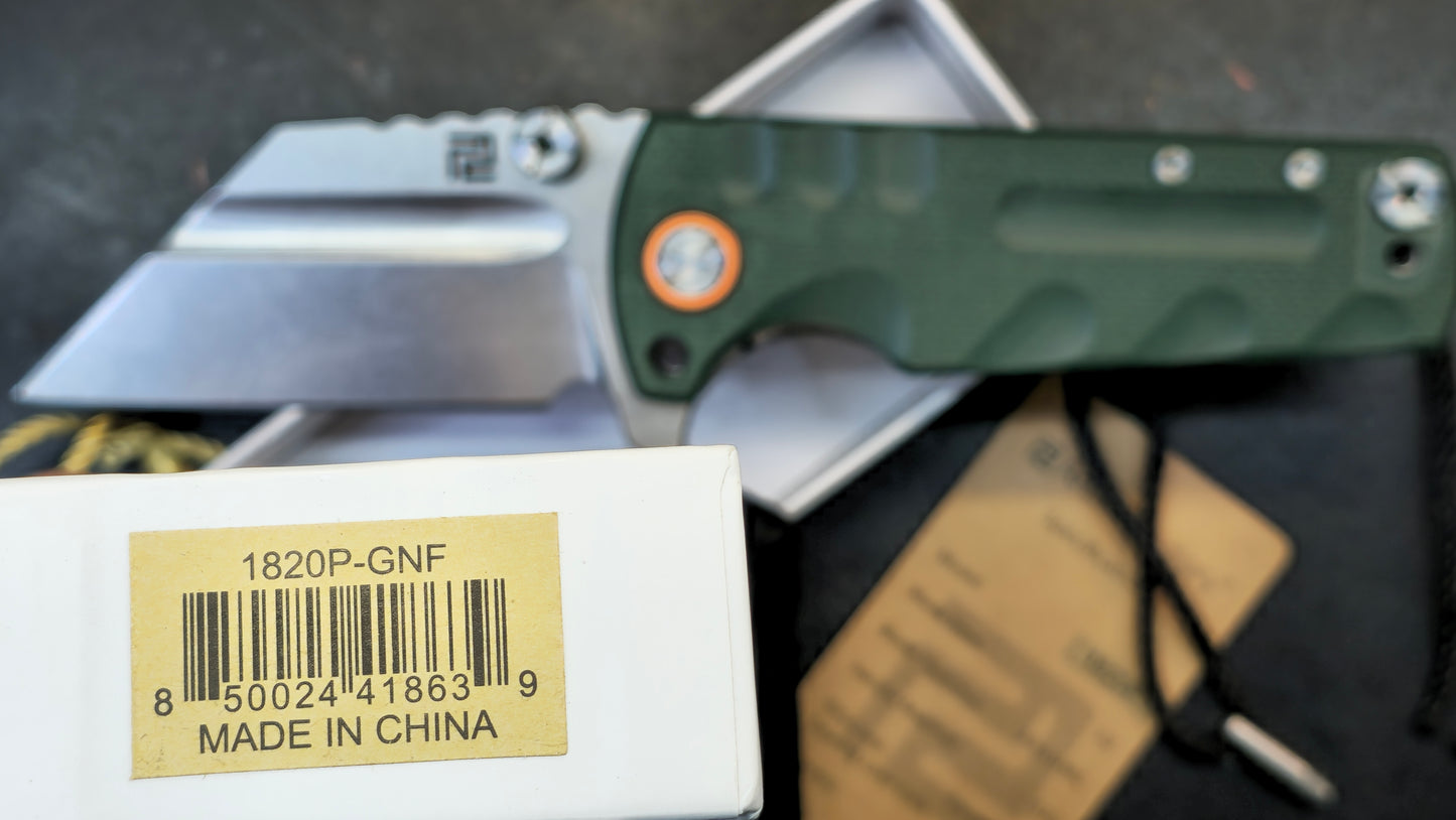 Artisan Cutlery Proponent Liner Lock Knife Green G10 Handle Plain D2