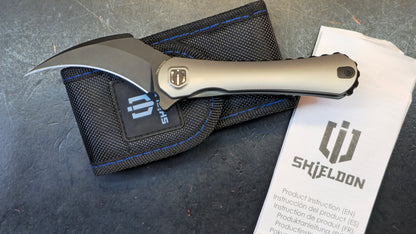 Shieldon Scythe (XL) Titanium Handle DLC CPM-S35VN Pikal Blade (DISCOUNT IN CART)