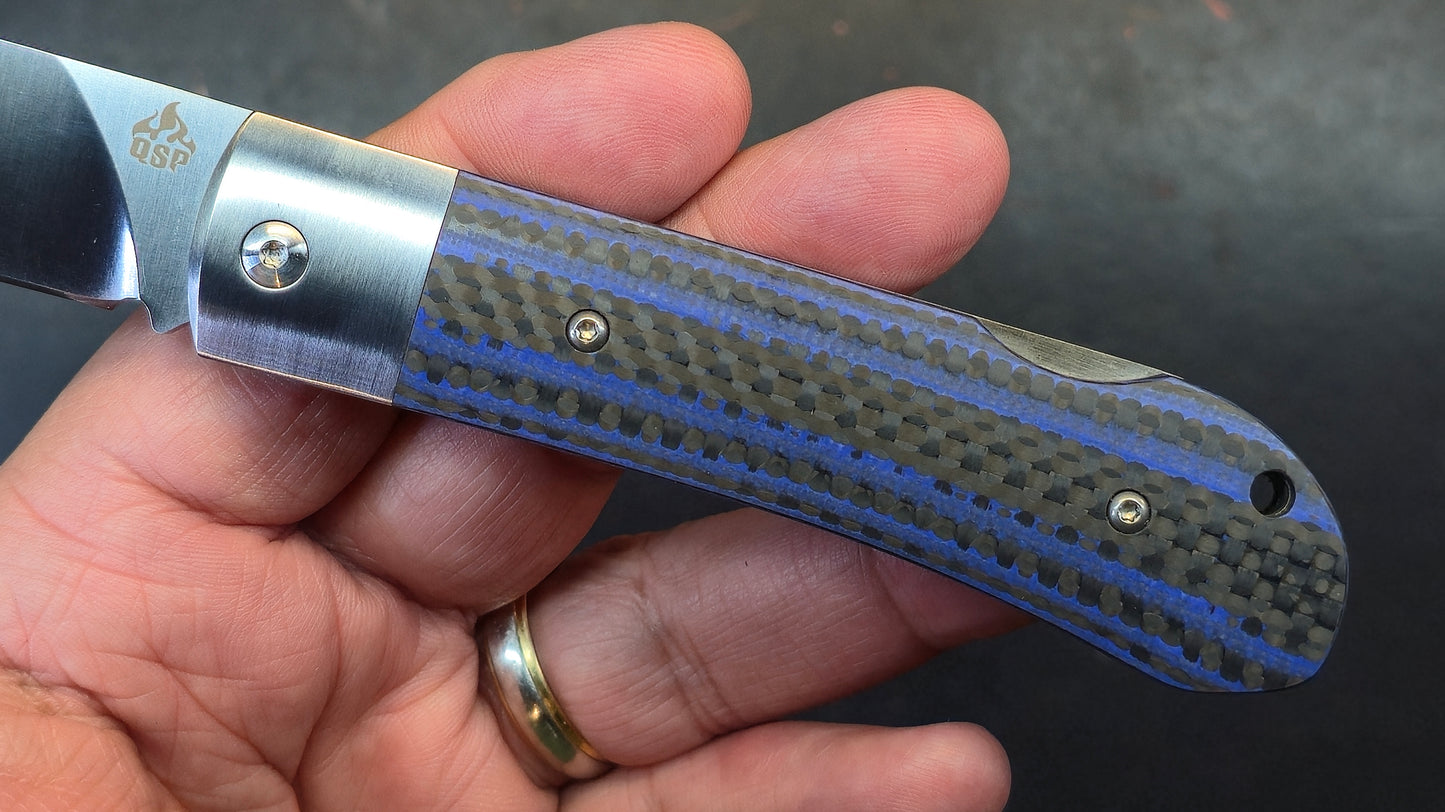 QSP Worker Green Jimped Bone - Blue CF/G10 Handle N690
