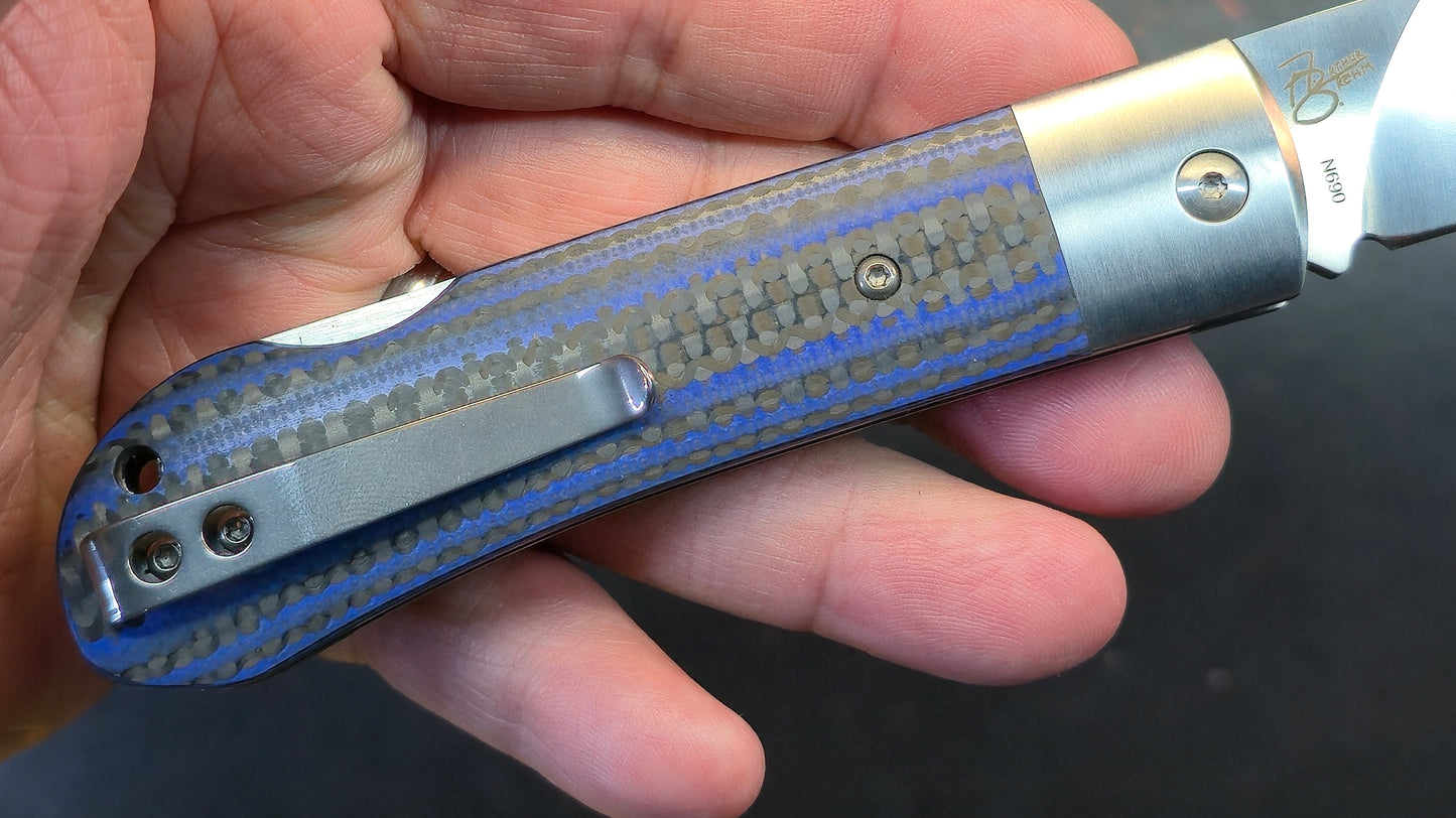 QSP Worker Green Jimped Bone - Blue CF/G10 Handle N690