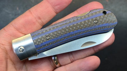 QSP Worker Green Jimped Bone - Blue CF/G10 Handle N690