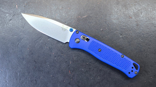Benchmade Bugout Knife Blue Handle Plain CPMS30V Blade (DISCOUNT IN CART)