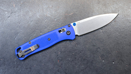 Benchmade Bugout Knife Blue Handle Plain CPMS30V Blade (DISCOUNT IN CART)