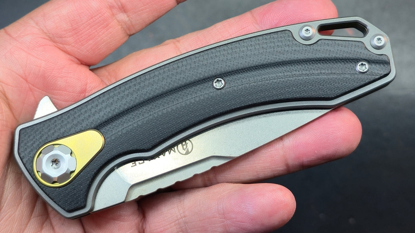 Maxace Balance 2.0 Yellow/Black G10 Handle M390 Blade (DISCOUNT IN CART)