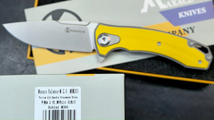Maxace Balance 2.0 Yellow/Black G10 Handle M390 Blade (DISCOUNT IN CART)