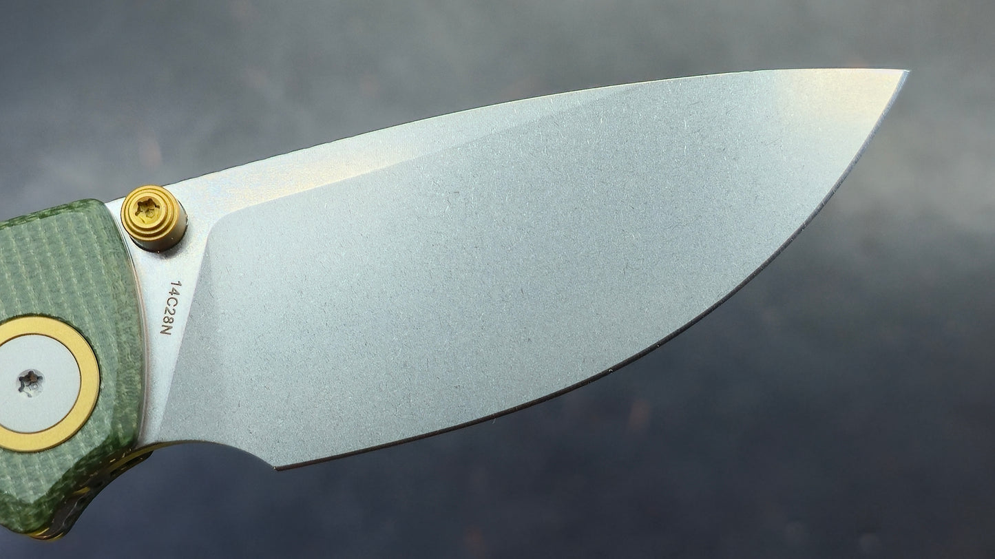 Vosteed Porcupine Button Top Liner Lock Micarta 14C28N