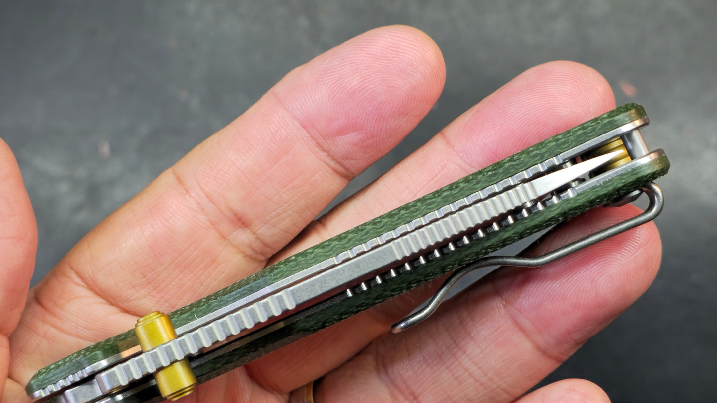 Vosteed Porcupine Button Top Liner Lock Micarta 14C28N