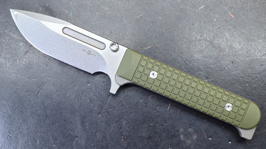 TwoSun TS394 OD Green G10/Titanium Handle D2 Plain Edge