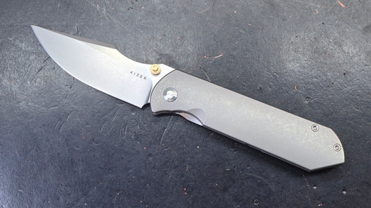 Kizer Harpoon Fold Gray Titanium Handle Elmax Steel (DISCOUNT IN CART)