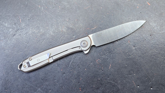 Karbon Knives Tidbit Frame Lock Gray Titanium 3" Satin S35VN