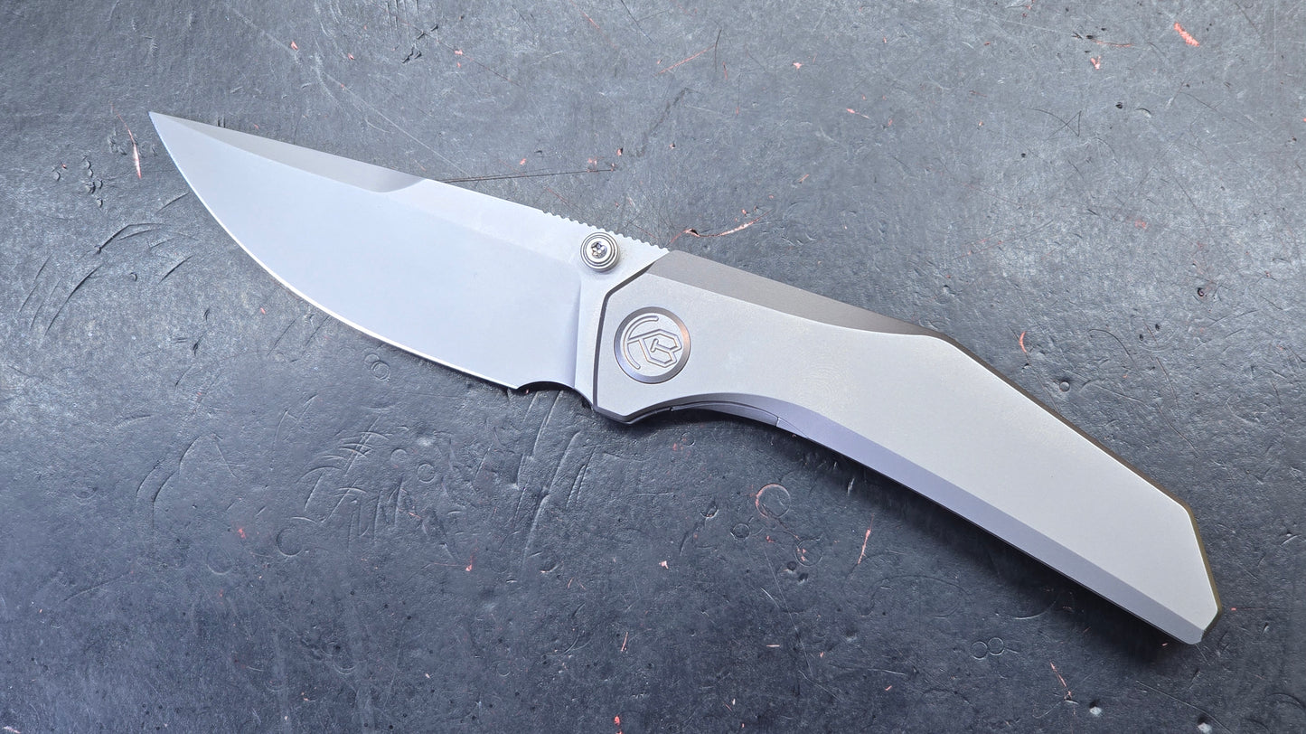 KB Knives Eclipse Grey Integral Titanium Handle Drop Point M390