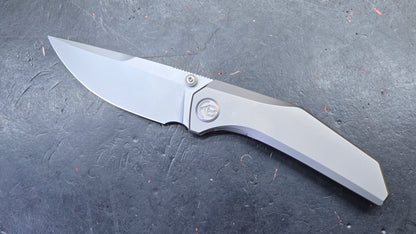 KB Knives Eclipse Grey Integral Titanium Handle Drop Point M390