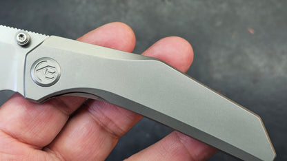 KB Knives Eclipse Grey Integral Titanium Handle Drop Point M390