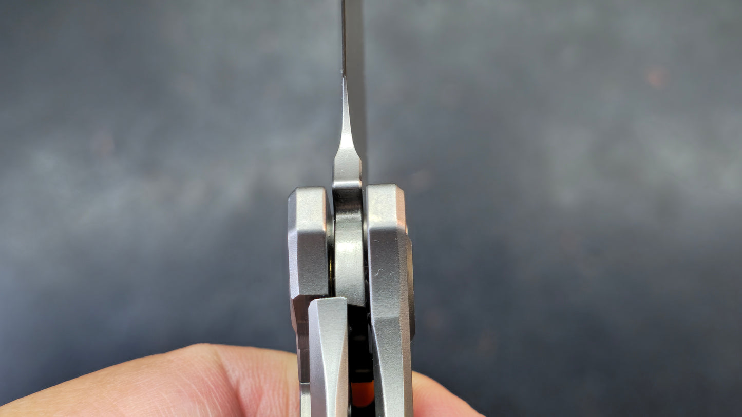 KB Knives Eclipse Grey Integral Titanium Handle Drop Point M390