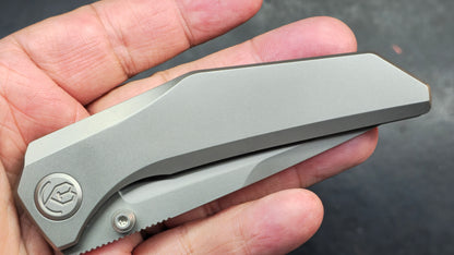 KB Knives Eclipse Grey Integral Titanium Handle Drop Point M390