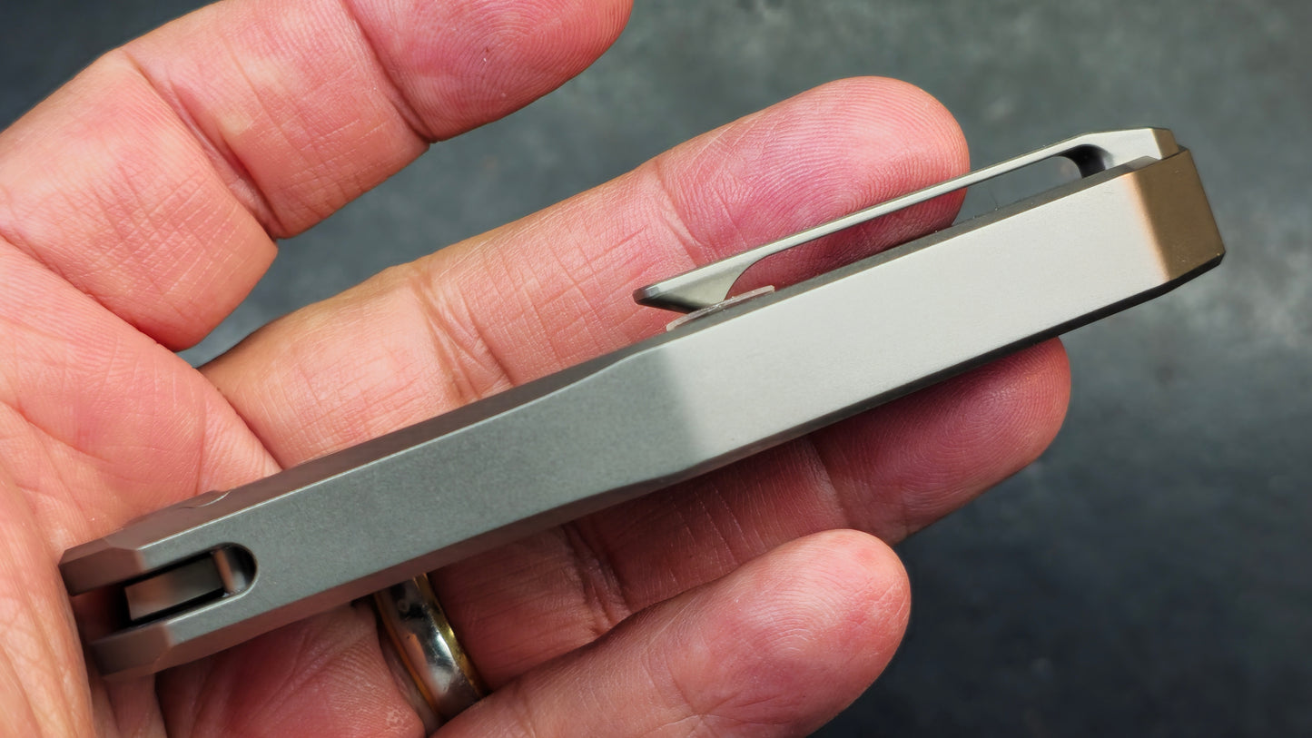 KB Knives Eclipse Grey Integral Titanium Handle Drop Point M390
