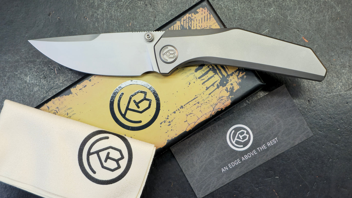 KB Knives Eclipse Grey Integral Titanium Handle Drop Point M390