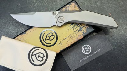 KB Knives Eclipse Grey Integral Titanium Handle Drop Point M390