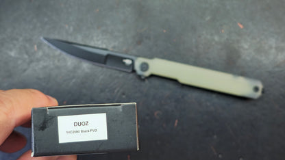 Bestech DUOZ Black/Jade/Purple G10 Handle 14C28N