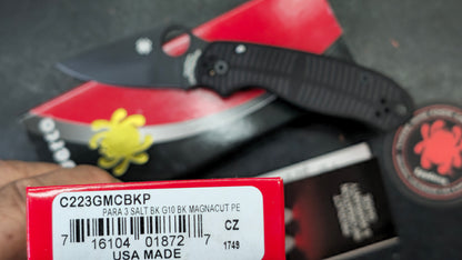 Spyderco Para 3 Salt Compression Lock Black G10 Handle MagnaCut Blade