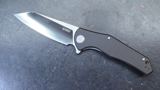 Kubey Flash Folding Knife Black G10 Handle San Mai M2 Reverse Tanto
