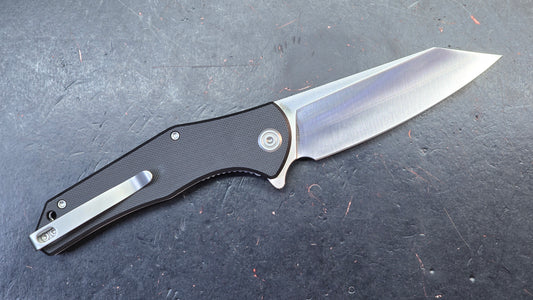 Kubey Flash Folding Knife Black G10 Handle San Mai M2 Reverse Tanto