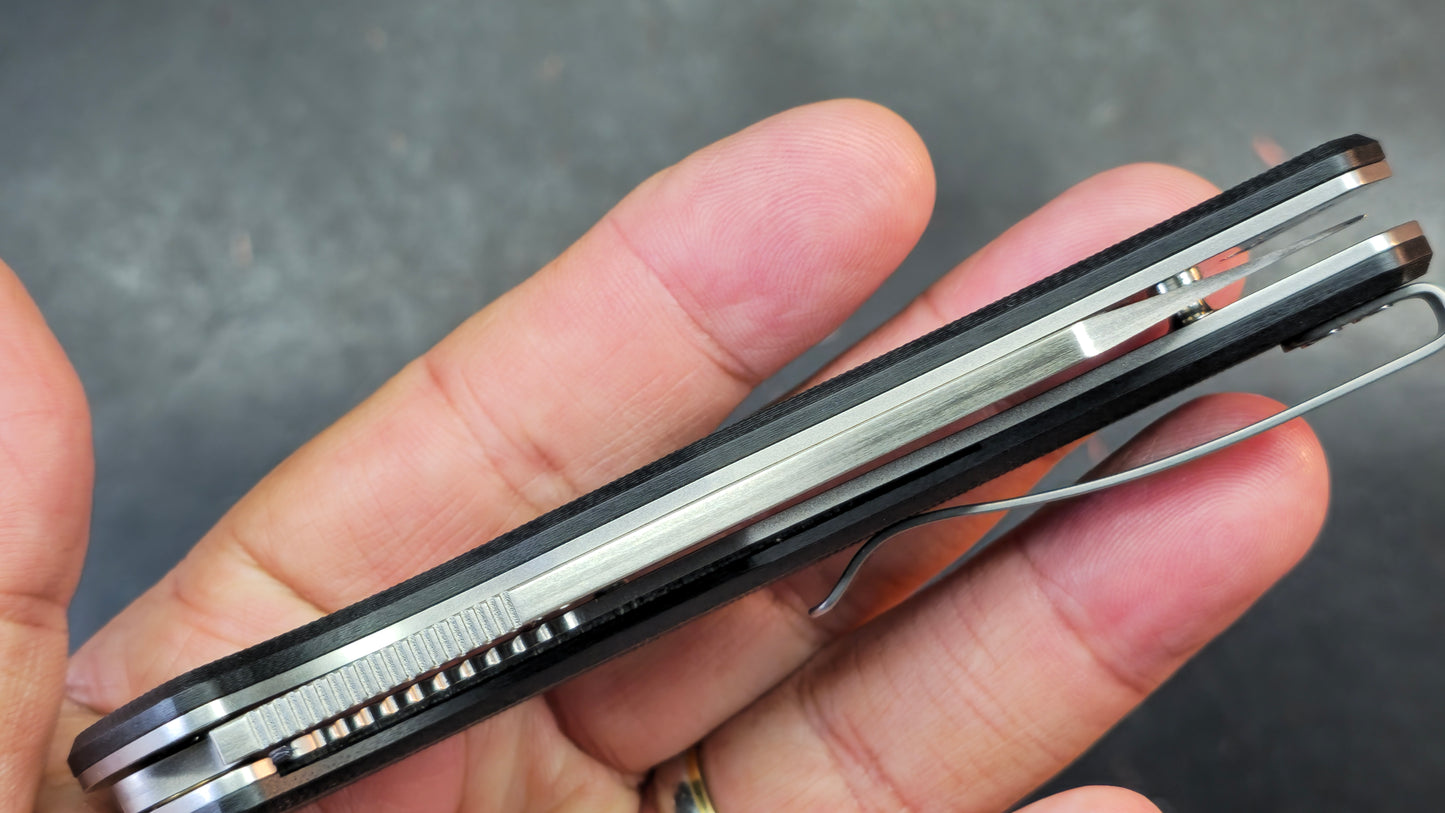 Kubey Flash Folding Knife Black G10 Handle San Mai M2 Reverse Tanto