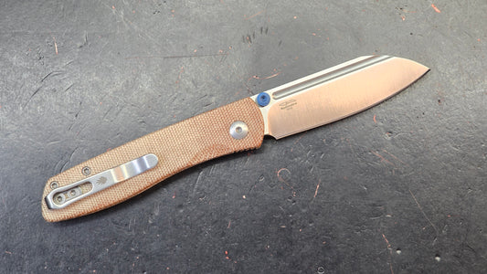 Kizer Renissance Folding Knife Brown Norplex UltreX Micarta Handle N690