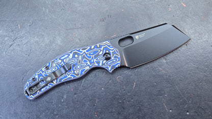 Kizer C01C Button Liner Lock Blue Vortex Micarta Nitro-V PVD