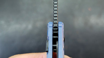 Kizer C01C Button Liner Lock Blue Vortex Micarta Nitro-V PVD