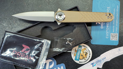 DREAMTECH Knives D4052 Blue/Tan G10 Handle 14C28N Blade