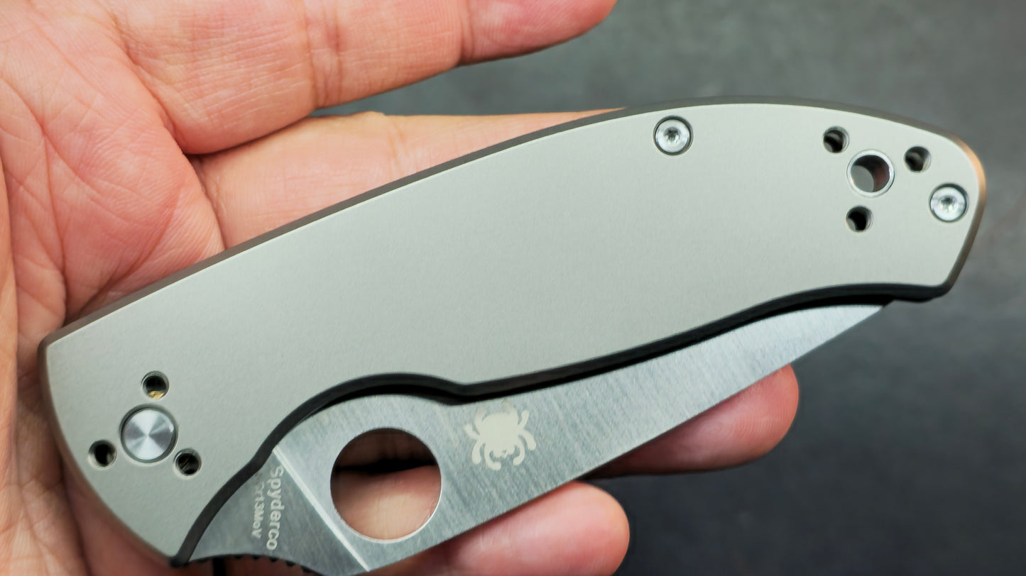Spyderco Tenacious RIL Bead Blast Titanium Handle 8Cr13MoV