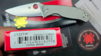 Spyderco Tenacious RIL Bead Blast Titanium Handle 8Cr13MoV