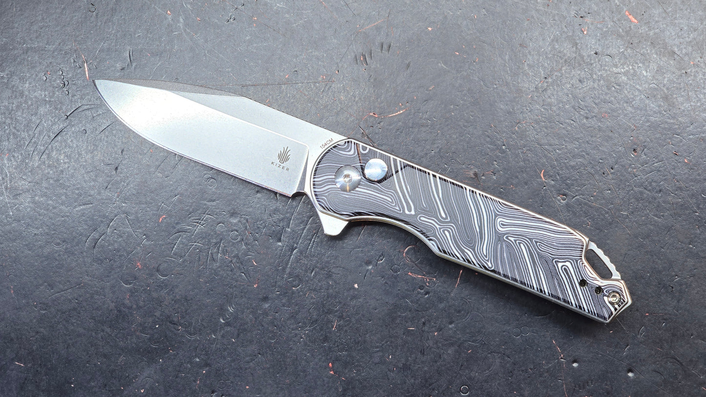 Kizer Assassin Dimascus G10 154CM