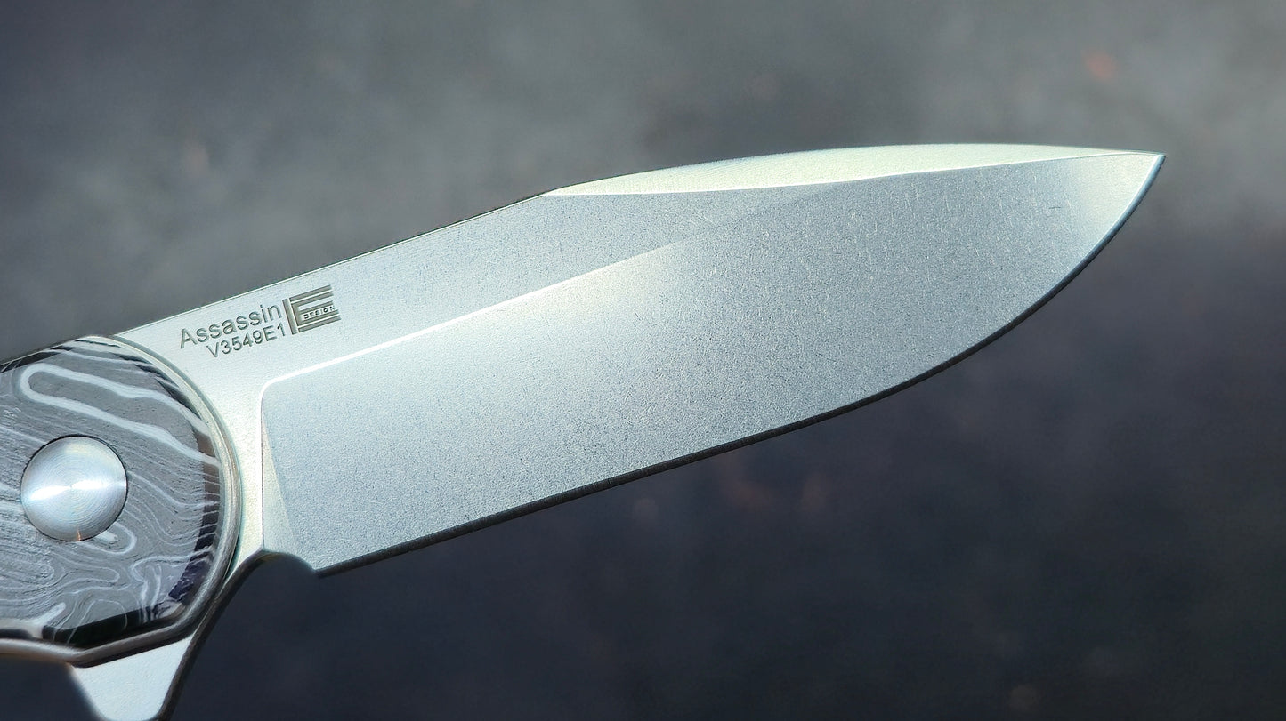 Kizer Assassin Dimascus G10 154CM