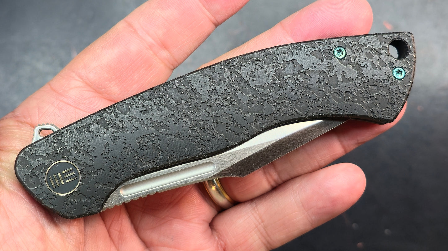 WEKNIFE Essential Knight Gray/Black Etched Titanium Handle M390