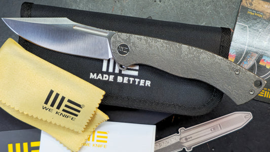WEKNIFE Essential Knight Gray/Black Etched Titanium Handle M390