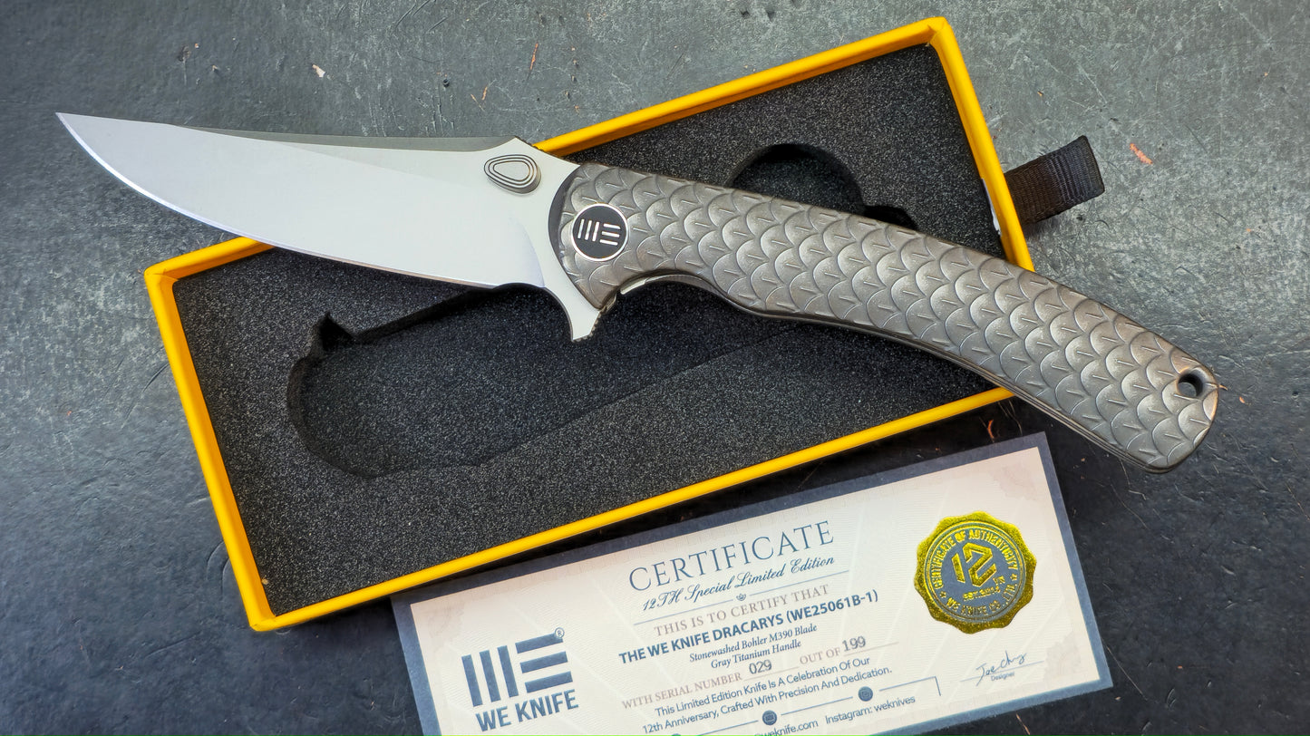 WEKNIFE Dracarys Purple & Golden/Gray/Black Titanium Handle M390 Limited Edition (DISCOUNT IN CART)