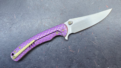 WEKNIFE Dracarys Purple & Golden/Gray/Black Titanium Handle M390 Limited Edition (DISCOUNT IN CART)
