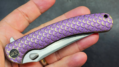 WEKNIFE Dracarys Purple & Golden/Gray/Black Titanium Handle M390 Limited Edition (DISCOUNT IN CART)